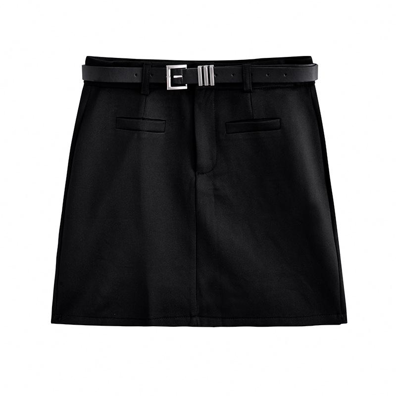 2024 Новая Мода Женская Серая А-силуэта Летняя Юбка с Завышенной Талией