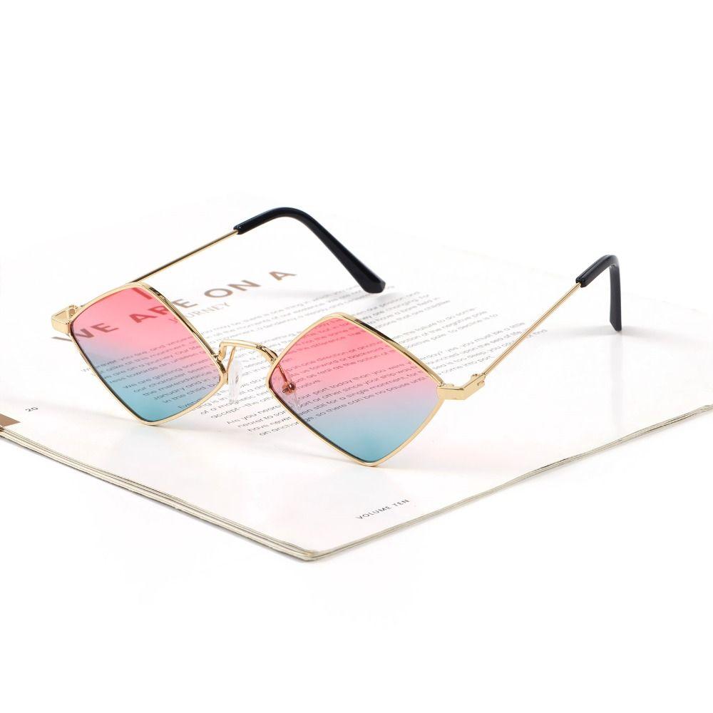 Vintage Quadrilateral Frame Metal Small Men's Shades Diamond Shape Women's Sunglasses Sun Glasses
