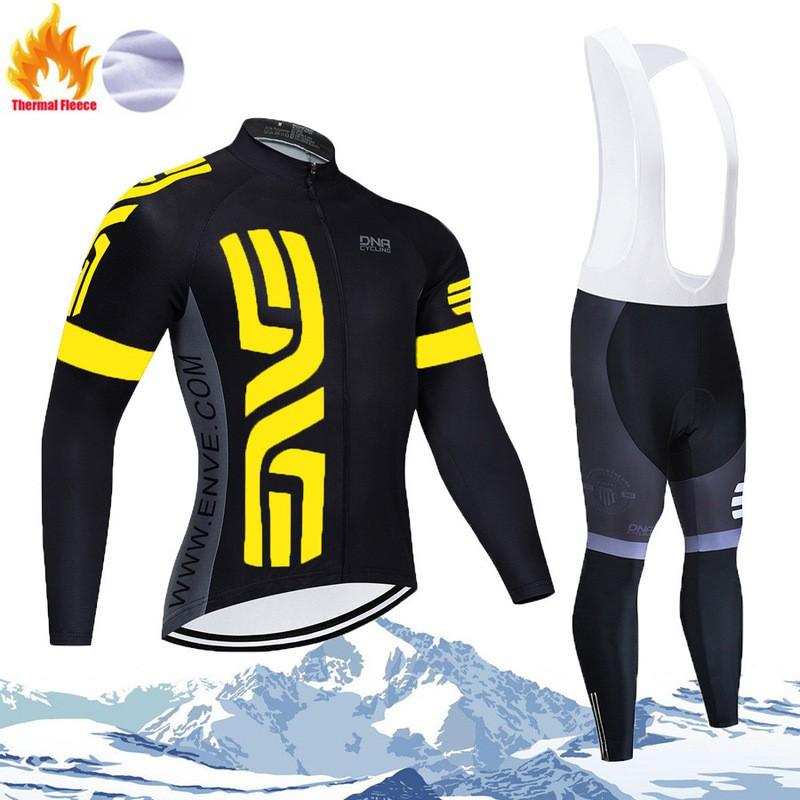 Winter Cycling Thermal Fleece Long Sleeve Set Men Women - Warm Breathable Bike Apparel