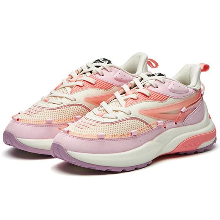 Fila Fusion Ткань Толстая подошва Низкие Папины кроссовки Женские кроссовки Розовый Абрикосовый T12W135210FSP