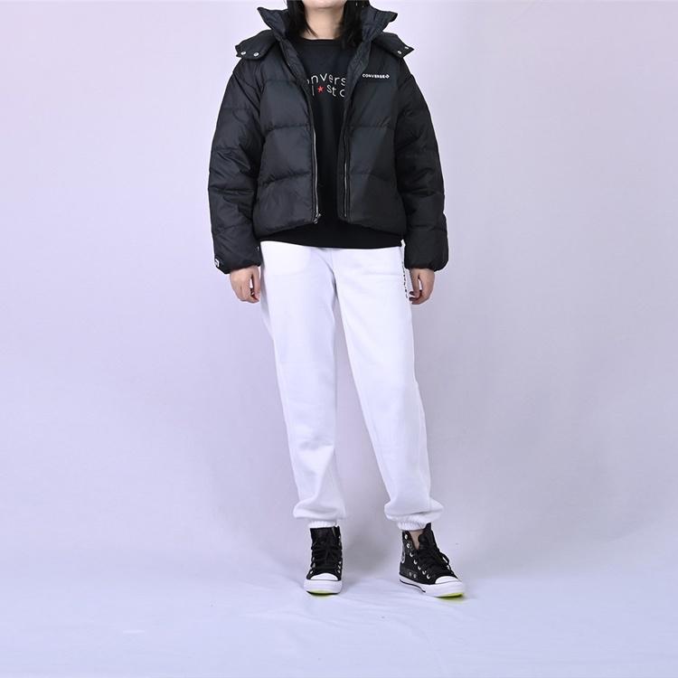 (WMNS) Converse Short Down Textile Jacket Asia Sizing 'Black' Women's 10021998-A01