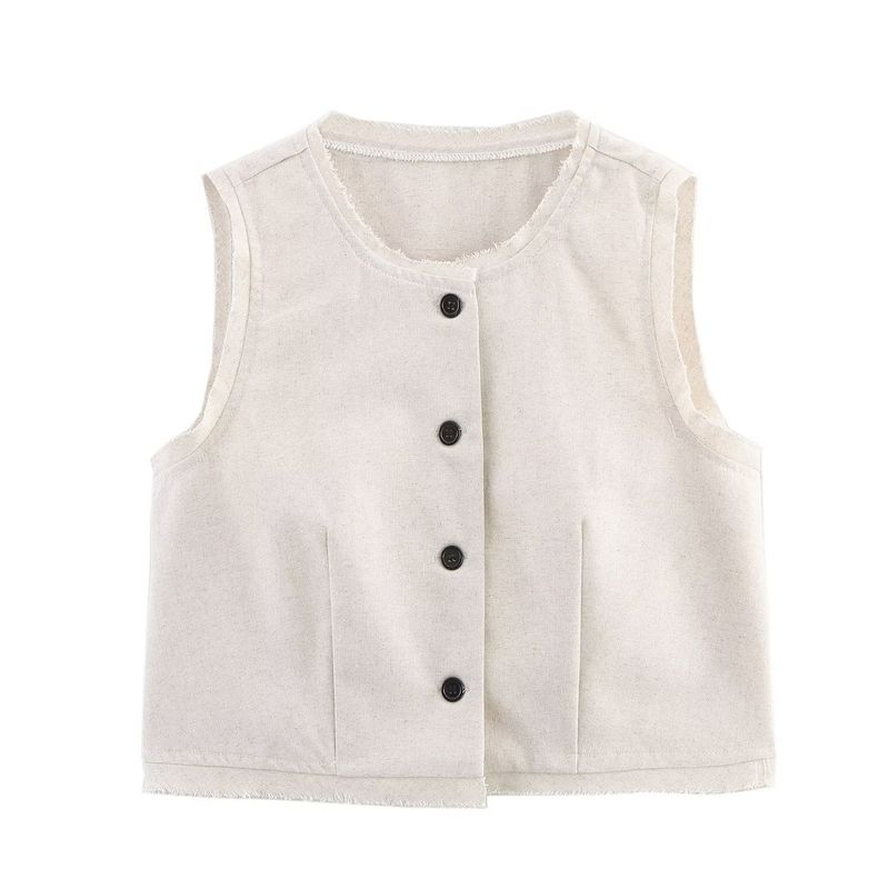 Kaslead New Women clothes Western Style Blended Frayed Vest Vest Trousers 4387159 4387059