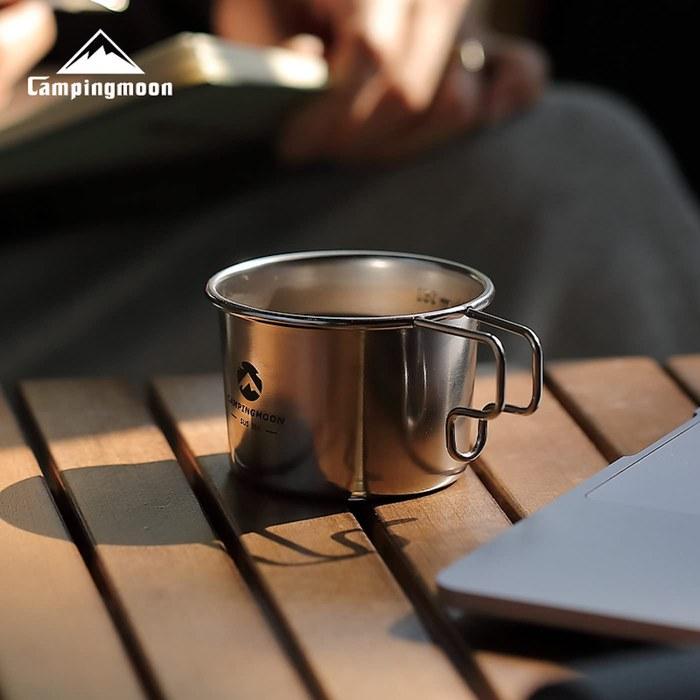 Camping Moon Coffee Solo Mug S 160ml 4-Piece Set with Canvas Case, Silver