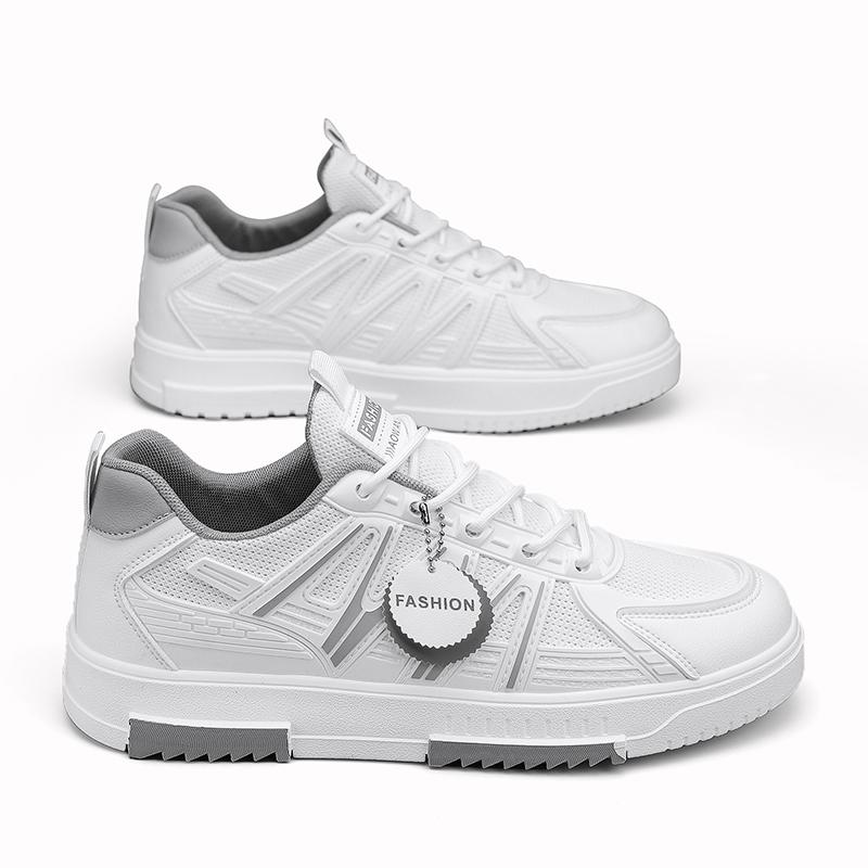 Fashion Men's Thick Sole Casual Breathable White Shoes Summer New Soft Sole Outdoor Walking Shoes Students' Sports Board Shoes Flat Shoe