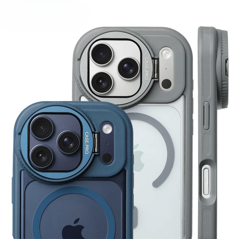Защитный чехол-подставка со стеклянной линзой Magsafe для iPhone 16 15 14 Plus 13 12 17 Pro Max Air, магнитный, матовый, бронированный, ударопрочный