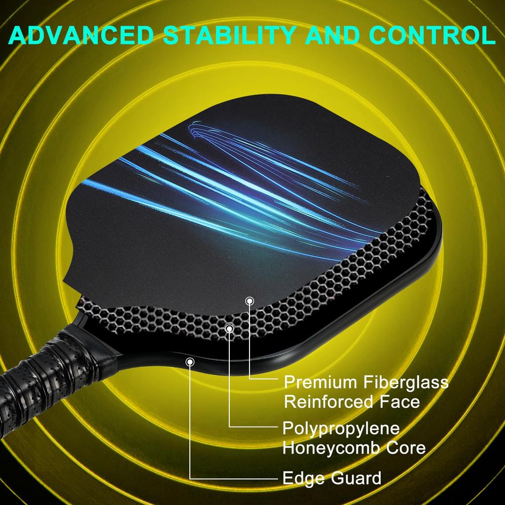 Набор ракеток для пиклбола PATIKIL, одобренная USAPA, ракетка для пиклбола с покрытием из стекловолокна и мягкой рукояткой, 2 ракетки, 4 мяча для пиклбола, 1 сумка для переноски для мужчин