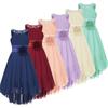 Kids Wedding Flower Girls Party Dress Sleeveless Shiny Beaded Hi-low Hem Elegant Chiffon Dress for Birthday Evening Prom