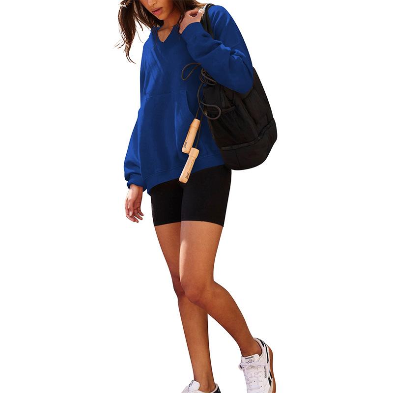 Женская толстовка с капюшоном осень-зима свободного покроя с капюшоном и карманом