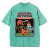 Pumpkin Revenge Ccomic Printing Women Wash Clothing Breathable Summer T-Shirt Street Tops O-Neck Short Sleeve