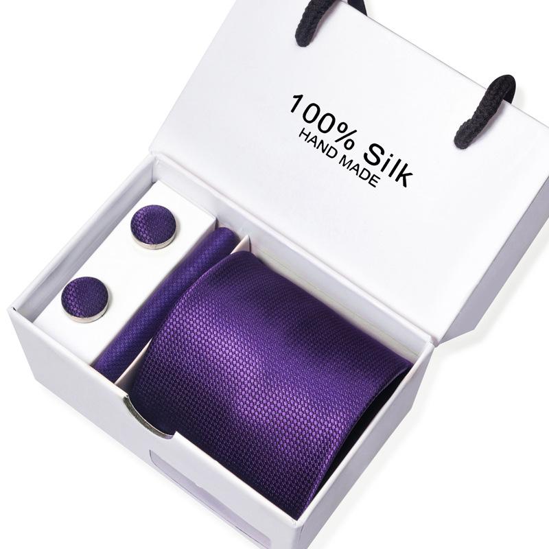 Мужской деловой галстук, квадратный шарф, подарочная коробка, полосатый простой костюм, рубашка, галстук, черный подарочный набор в коробке