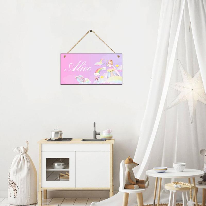 1PC Lovely Rainbow Unicorn Personalized Name Plate Signs, For Bedroom Decor for Door Decor for Room Decor