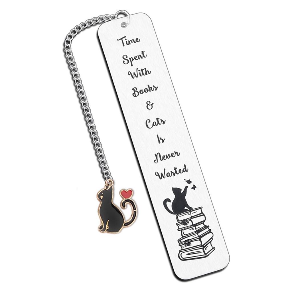 Закладки из нержавеющей стали с подвесками в виде кошек, закладки для книг, разделители страниц, подарок учителю, читателю, другу