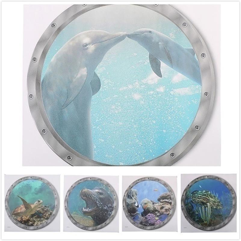 Виниловая наклейка на стену «Животные океана» для стиральной машины — Дельфины, морские черепахи и коралловые рифы