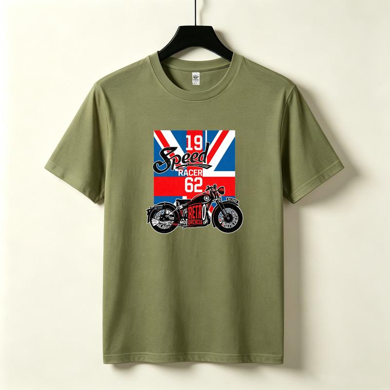 British Flag Vintage Motorcycle Graphic TShirt 19 Speed Racer 62 Print Casual Streetwear Cotton Short Sleeve Tee for Unisex Unisex