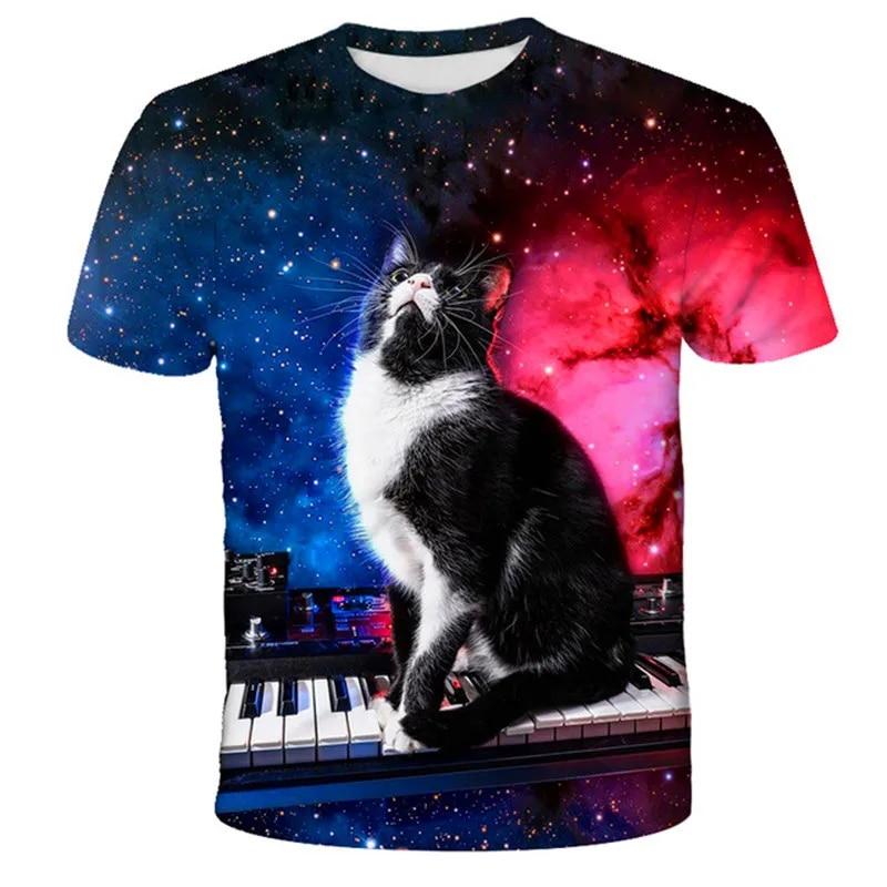 Футболка с 3D принтом Kawaii Cat, детская летняя модная повседневная футболка унисекс для мальчиков и девочек, детская одежда, футболка, одежда для девочек, топы