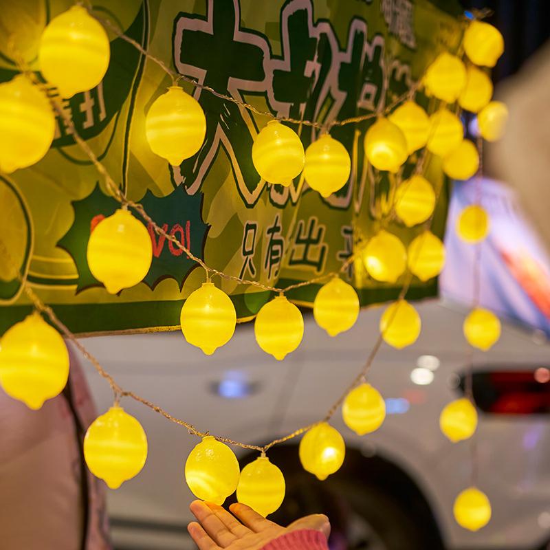 2025 LED Rome Decoration Yellow Lemon String Lights Indoor Party Atmosphere Christmas Battery Flower Fairy Lights Curtains 066