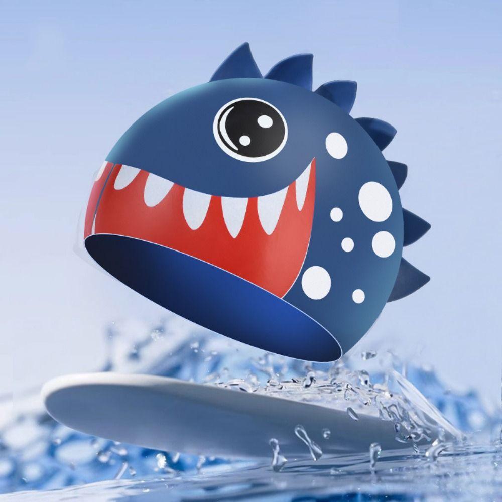 Waterproof Silicone Swimming Hat Shark Printed Swimming Cap Children's Swimming Cap Water Sports