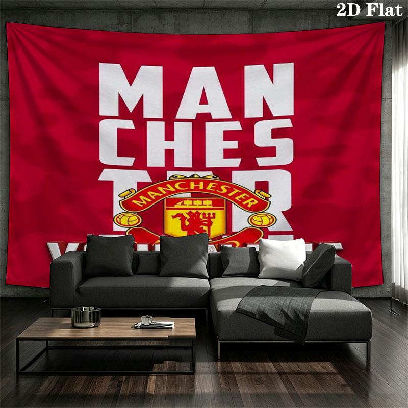 Manchester United F Custom Name Wall Tapestry Aesthetic Wall Hanging Printed Fabric Blanket Decorative Tapestries for Bedroom Living Room Home Decor