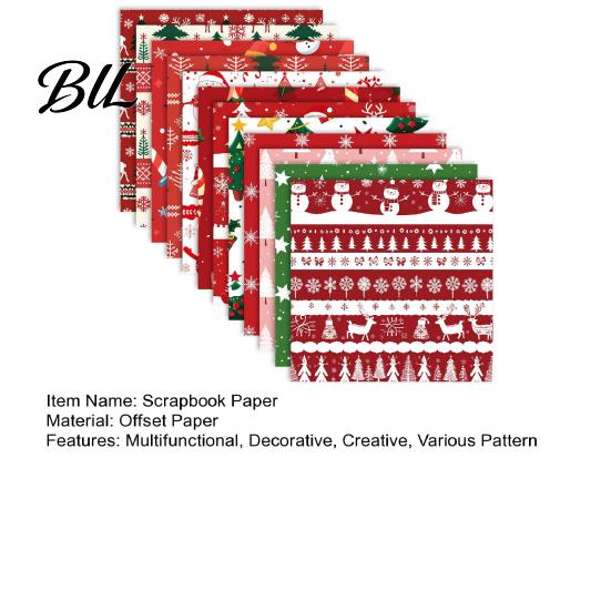 Journaling Craft Paper 12 Sheet Christmas Scrapbook Paper, Winter Holiday 5.9 x Inch Tree Snowflake Seasonal Sheets Snowman Decorative Cardstock