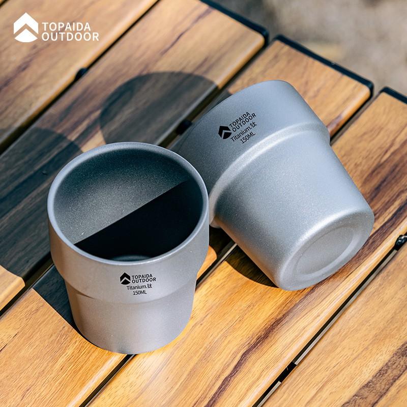 Pure Titanium Double Wall Insulated Travel Mug 150ml Lightweight Camping Coffee Cup Outdoor Hiking Office Tea