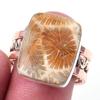 Натуральный ископаемый коралловый драгоценный камень 925 пробы стерлинговое серебро ювелирное изделие двухцветное кольцо S.9 w9n60