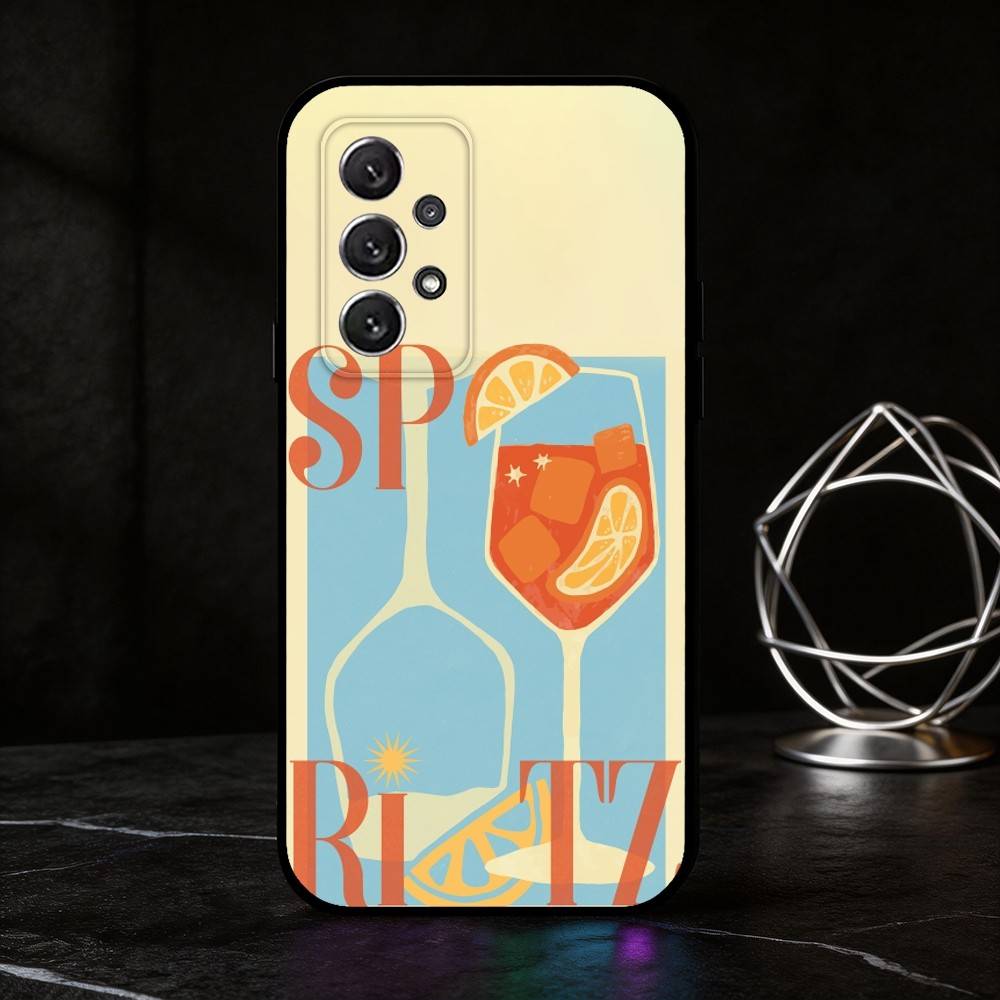 Чехол для телефона A-Aperol Spritz для Samsung S25,24,21,22,23,30,Ultra,20,Plus,Fe,Lite,Note Мягкий черный чехол