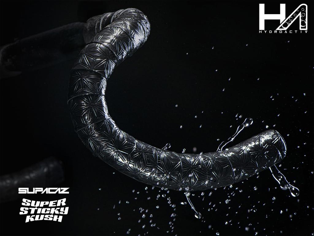 Supacaz Cycling Bar Tape Super Sticky Kush Black with Black Star Plugz - -