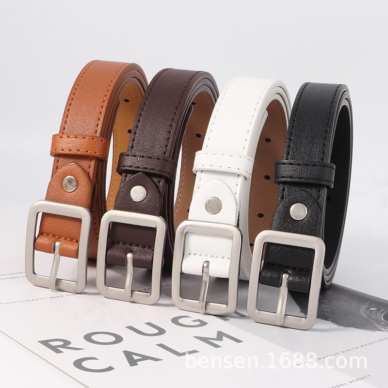Womens Fashion Belt Matte Black PU Leather Waist Strap Alloy Pin Buckle 105cm Length 2-4cm Width Casual Commute