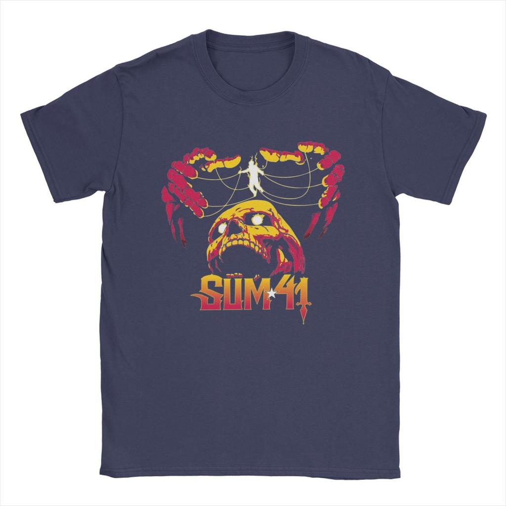 Мужская футболка The String Skull Sum 41 Band SUM41 Панк Смешная Хлопковая Футболка с Круглым Вырезом и Коротким Рукавом Футболки Топы с Графическим Принтом