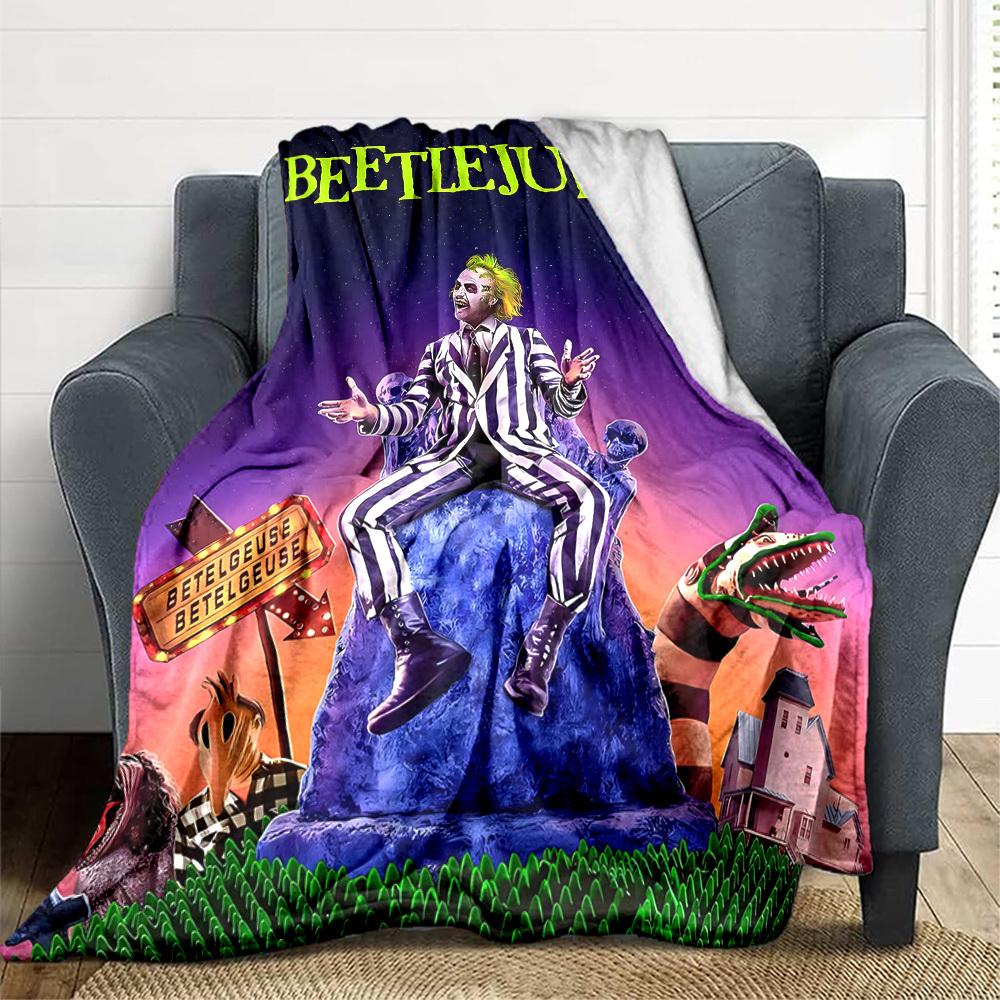 1pc Beetlejuice Flannel Throw Blanket Soft, Warm & Cozy for Couch, Bed, Office, and Travel Versatile All Season Gift, Christmas present