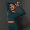 Nessaj Женский топ для йоги с длинным рукавом, бесшовная футболка для бега в тренажерном зале, тонкий эластичный спортивный укороченный топ для фитнеса