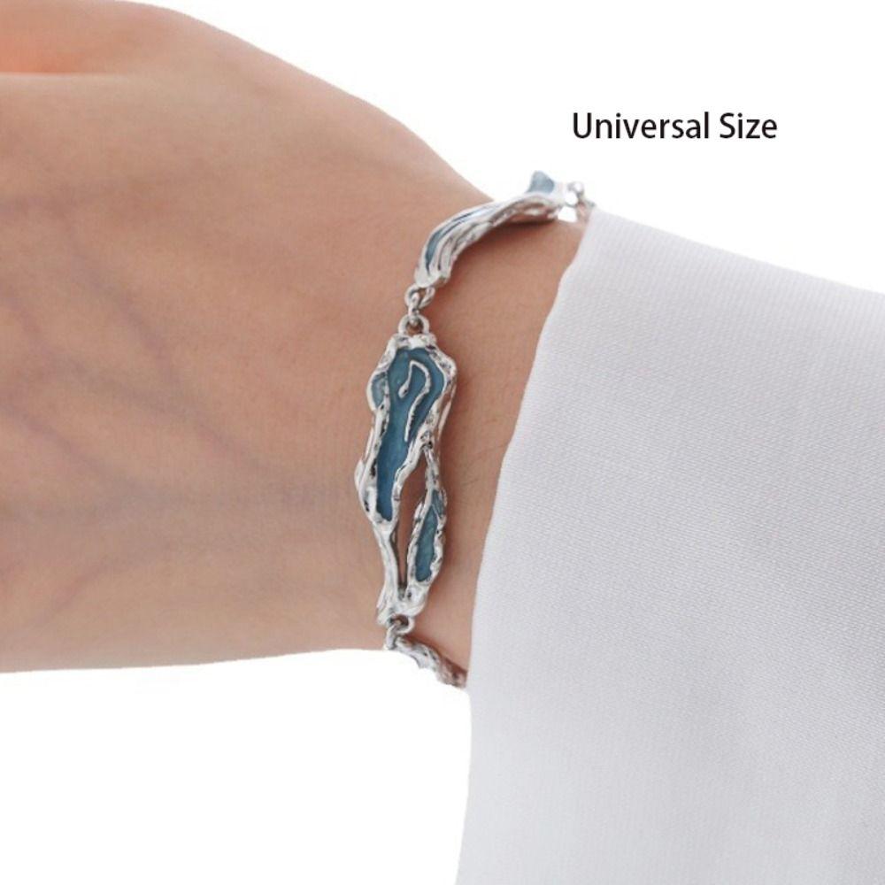 Irregular Wave Bracelet Light Blue Hand Chain Minimalist Bracelet Lovers