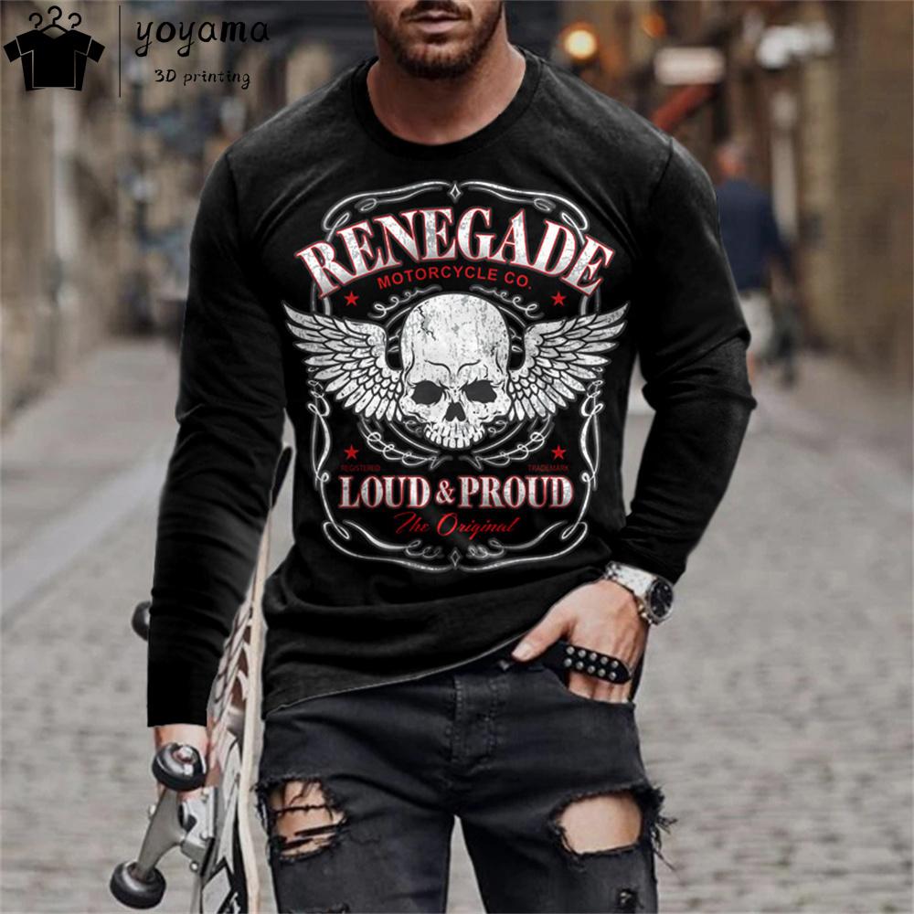 Fashion Skull Print Men's Clothing 3D Print Skull Graphic T Shirts Gothic Men's Clothing Y2k Mens Clothing Long Sleeve T-shirt
