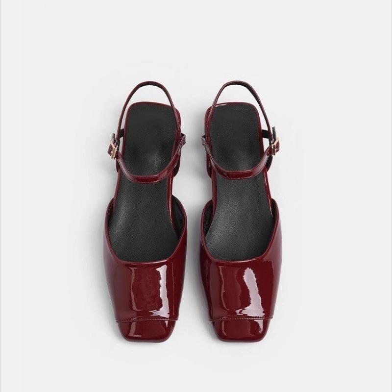 Туфли Мэри Джейн из лакированной кожи с квадратным носком, женские дизайнерские туфли-слингбэки, летние туфли, лоферы из лоскутной кожи, женская рабочая обувь