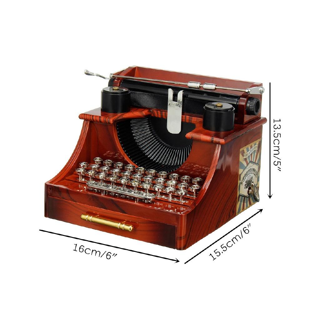Classic Home Decor Sewing Machine Phonograph Jewelry Music Box Retro Typewriter Rotating Music Box