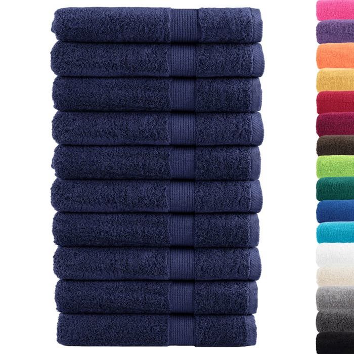 VidaXL Premium Quality Towels 10 Pcs, Shower Towels, Bath Sheets, Guest Towels, Blue 137271