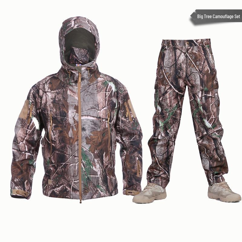 Водонепроницаемый горнолыжный костюм Alpha Green Tactical Sharkskin: Камуфляжный мягкийshell комплект с теплым флисом