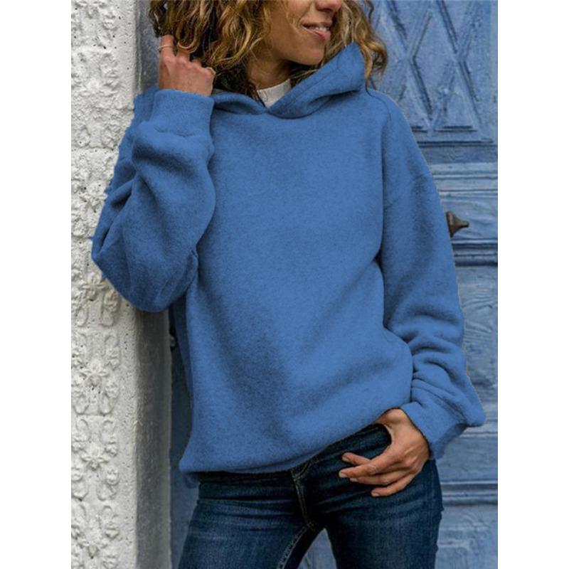 YYFS Женские модные повседневные однотонные худи и свитшоты с капюшоном и длинными рукавами с принтом