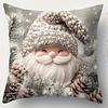 Home Decor Festive Christmas Decorative Cushion With Santa & Snowman Pattern Cushion Cover Suitable For Sofa Bedroom Car Pillow
