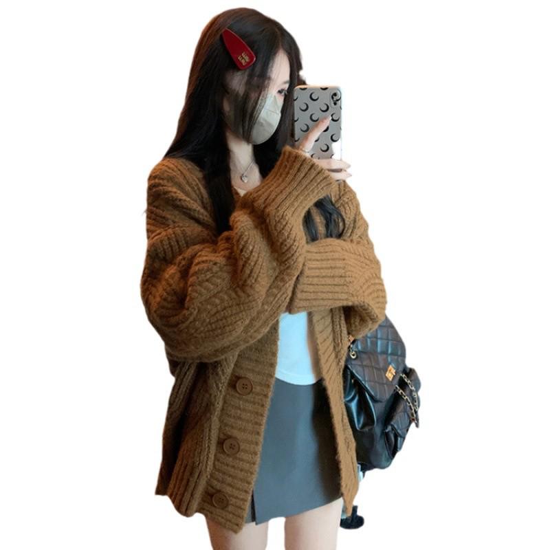 Korean Style Cozy V-Neck Knit Cardigan for Autumn/Winter 2026