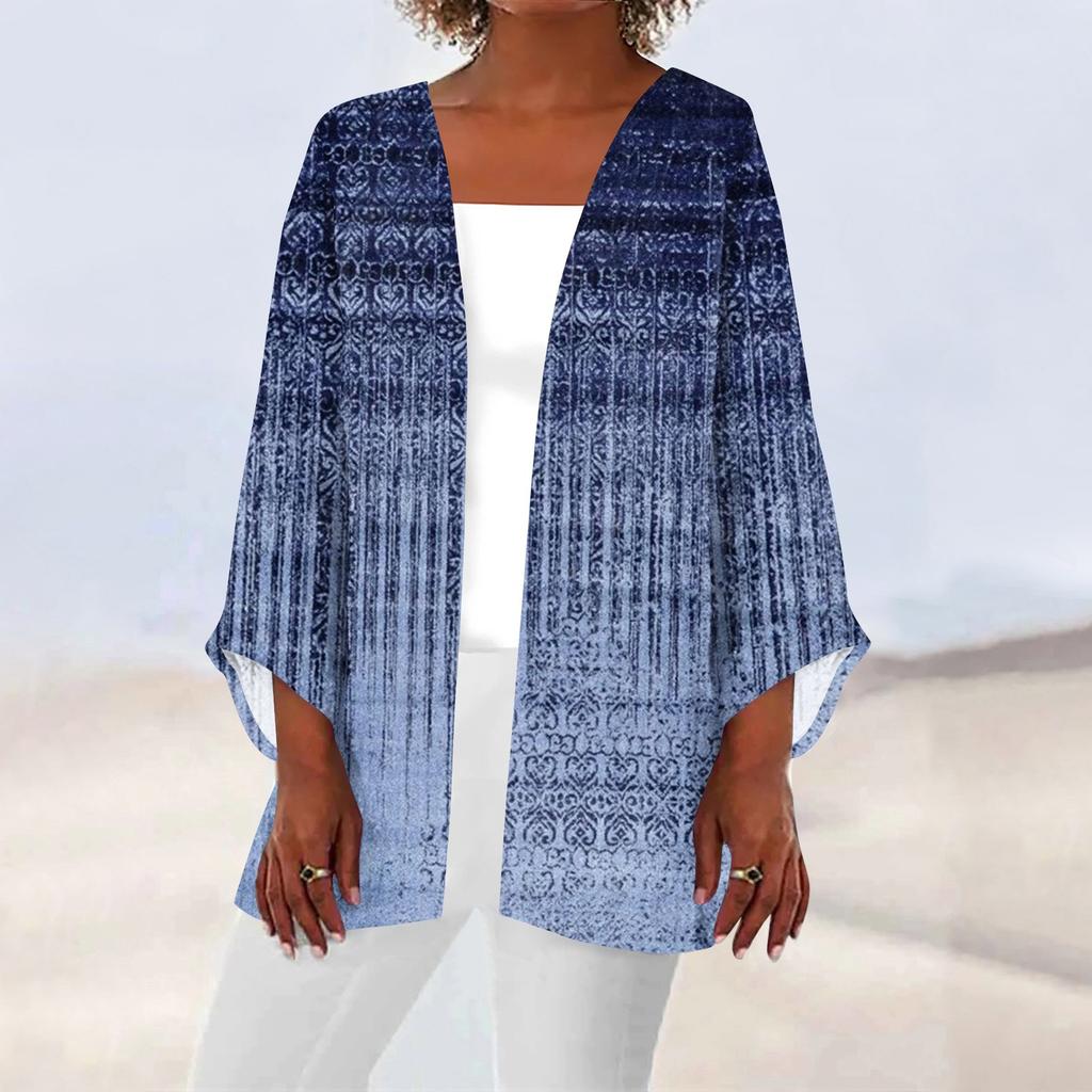 Женская повседневная модная легкая куртка средней длины с принтом в стиле ретро, ​​кардиган