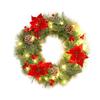 Pre-Lit Christmas Wreath for Front Door 12 Inches LED Lighted Artificial Christmas Wreath with Pine Cones Berries for Indoor Outdoor Decor