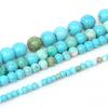 Smooth Natural Stone Blue Turquoises Round Loose Beads 15" Strand 4 6 8 10 12 MM For Jewelry Making