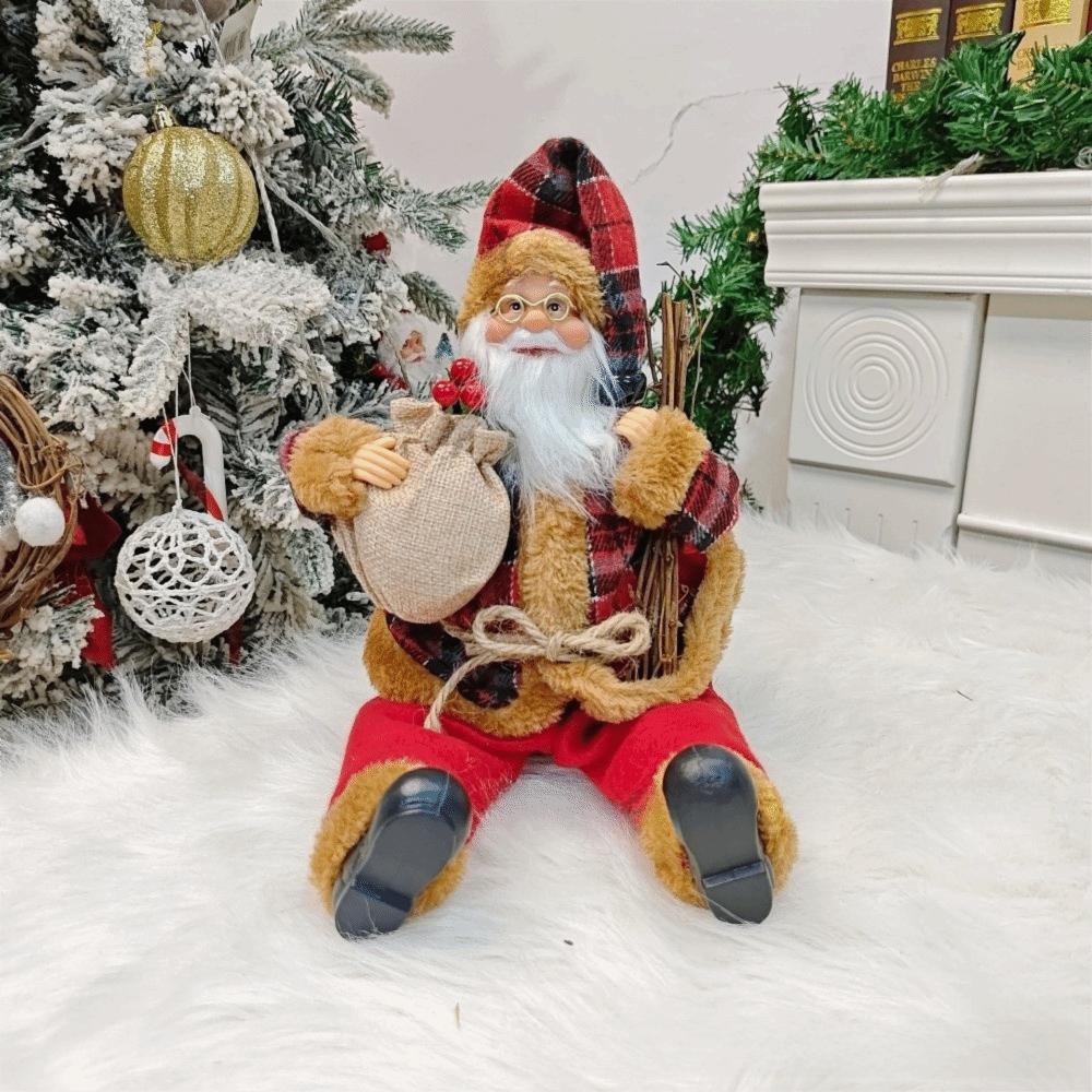 12 Inch Sitting Santa Claus Statue Home Ornaments Christmas Decorations Gift For Friends