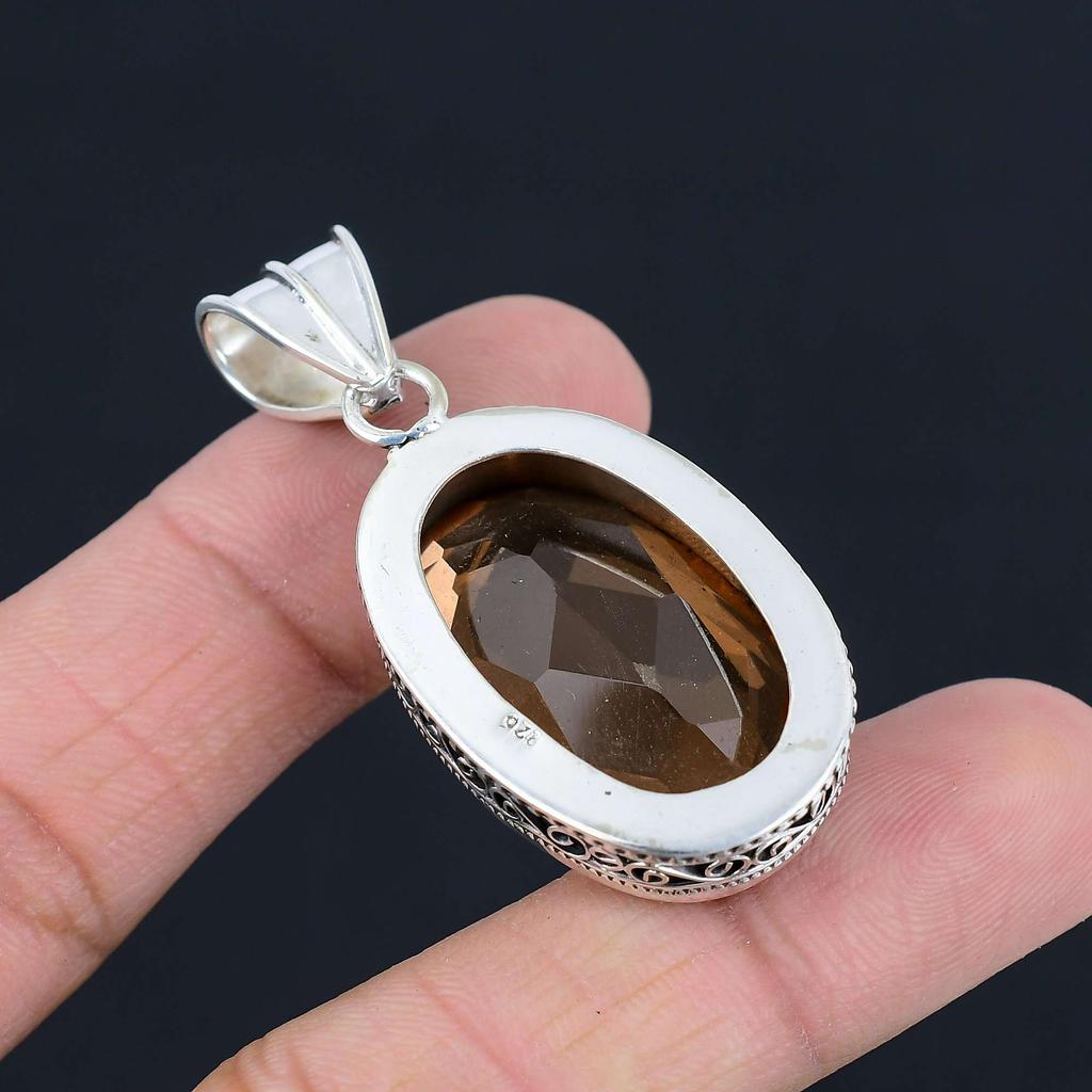 Кулон из драгоценного камня меда и цитрина, твердый кулон из стерлингового серебра 925 пробы, ювелирный подарок для унисекс