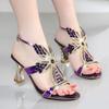 Genuine Leather Glitter Women Open Toe Sandals High Heels Party Shoes Gladiator Wedding Summer Rhinestone Wedding Shoes Bride