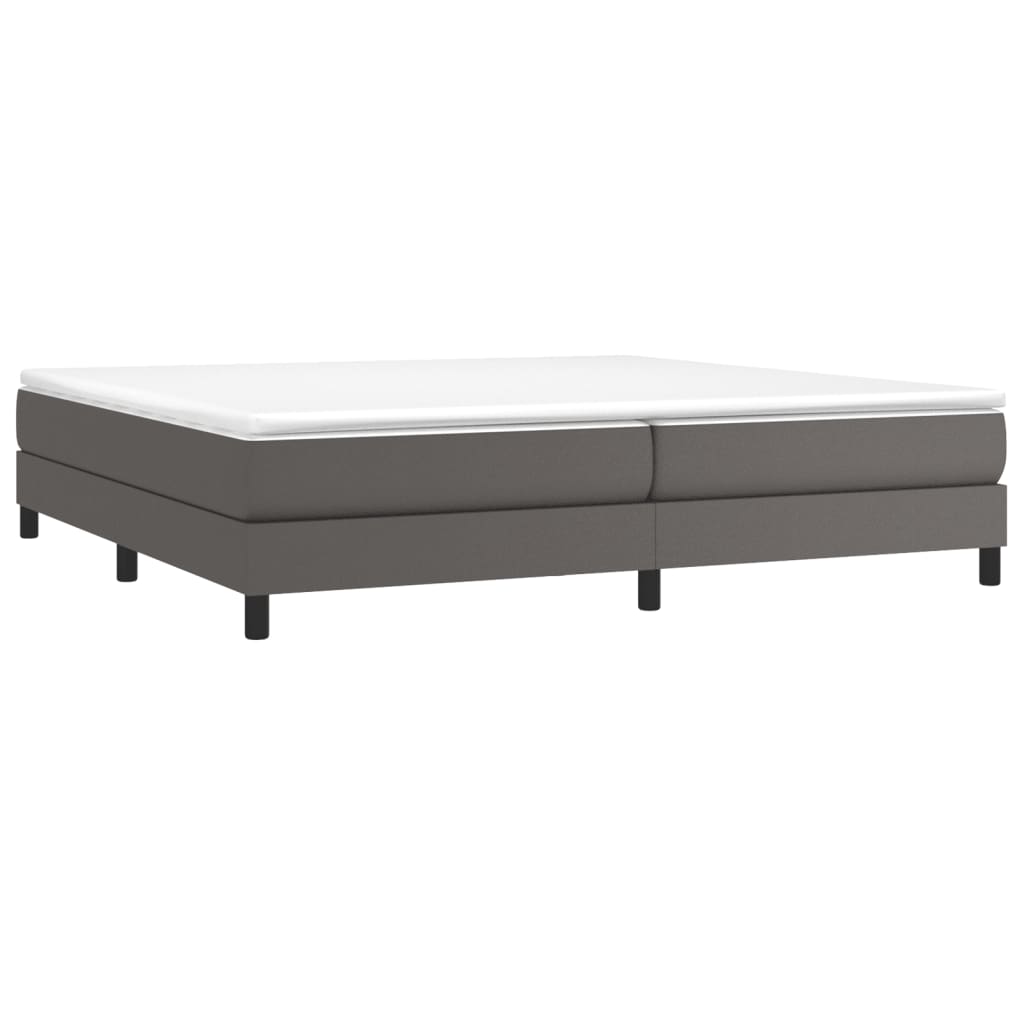 Box Spring Bed Frame Gray 200 x 200 cm Faux Leather
