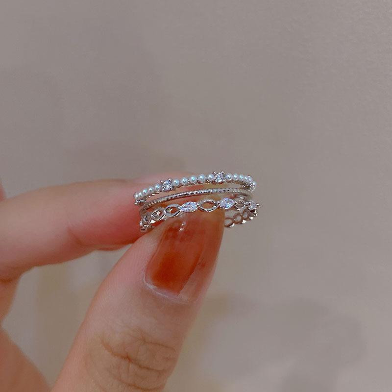 Luxury Zircon Sparkling Diamond Spirit Serpentine Ring Silver Open Ring High Quality Texture Simple and Versatile Trendy Cool Handmade for Women