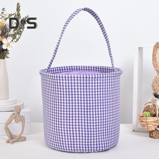 Пасхальное ведерко в клетку для детей, сумка для хранения в детской, подарочная корзина для новорожденных с ручкой для вечеринок по поиску пасхальных яиц