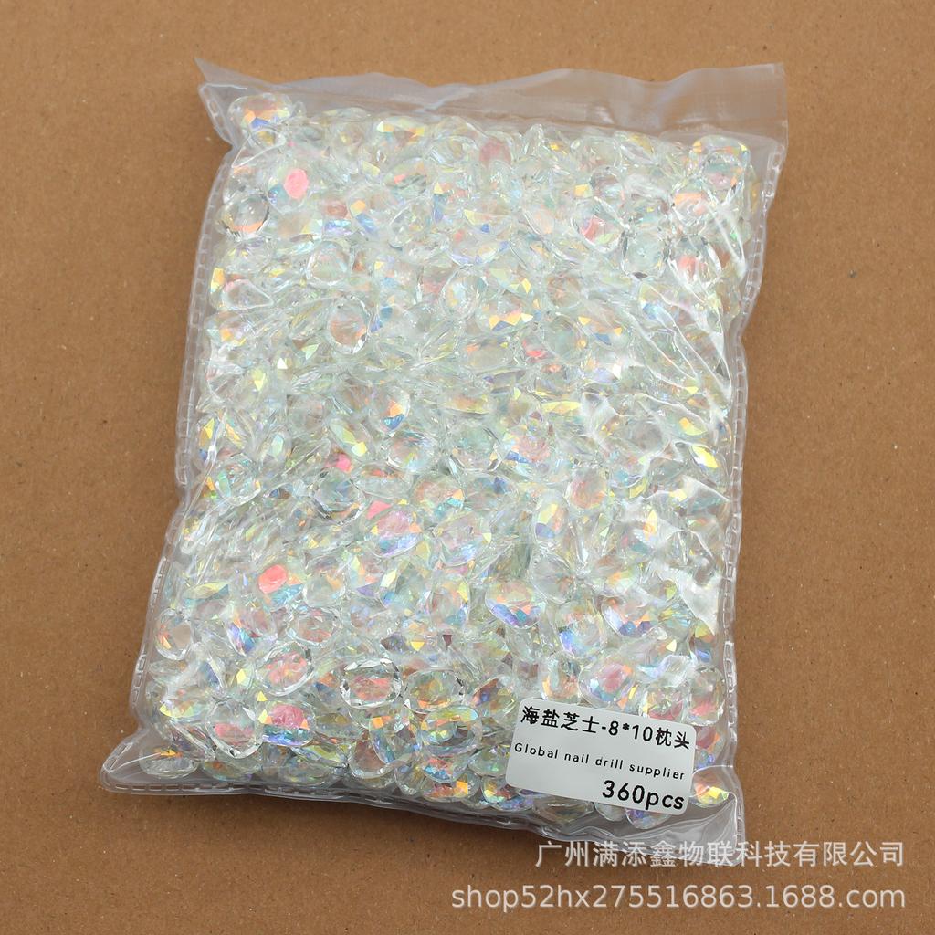 Целая упаковка из 360 кристаллов с острым дном в виде морской соли и сыра, бриллиантов, толстых квадратных, с кривым сердцем, украшений для дизайна ногтей